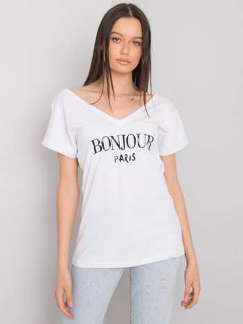 Biały t-shirt z nadrukiem Hortense