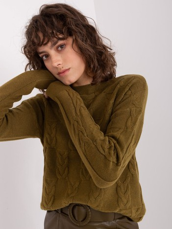 Hurtownia Khaki damski sweter w warkocze 