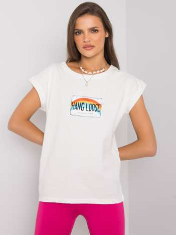 Ecru t-shirt z nadrukiem Aloha