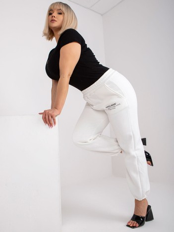 Bílé tepláky plus size z bavlny Banni.