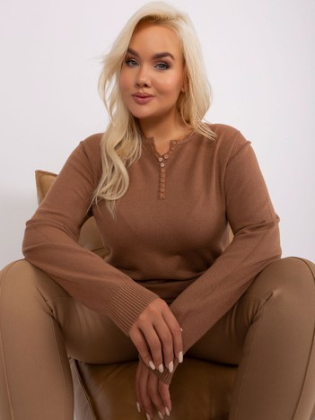 Hurt Camelowy damski sweter plus size z wiskozą 