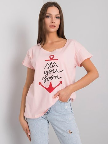 Jasnoróżowy damski t-shirt z napisem Silva