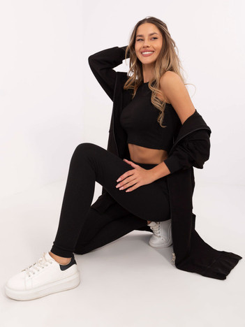 Hurt Czarny trzyczęściowy komplet z rozpinaną bluzą
