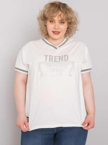 Biała bluzka plus size z aplikacją Billi