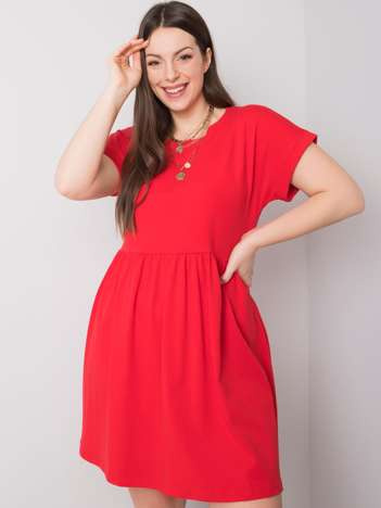 Červené bavlněné šaty plus size Molly.