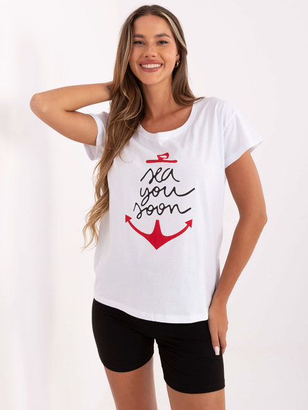 Biały t-shirt z letnim nadrukiem Silva