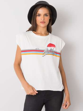 Ecru t-shirt z nadrukiem Malibu
