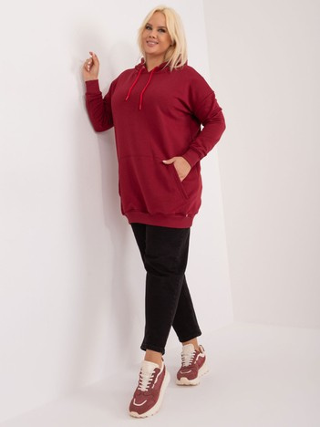 Bordová mikina plus size s kapucí Luna.