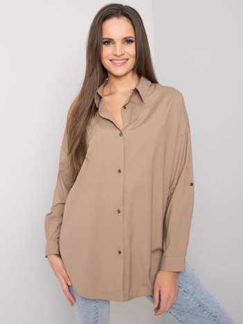 Tmavě béžová oversize košile s knoflíkovým zapínáním Camila.