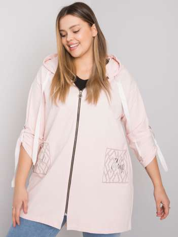 Jasnoróżowa bluza plus size na suwak Zurich