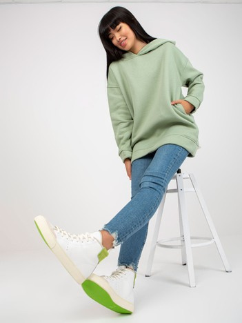 Hurtownia Pistacjowa dresowa bluza basic z kapturem 