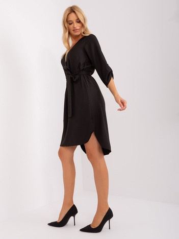 Hurt Czarna gładka sukienka na co dzień z dekoltem V