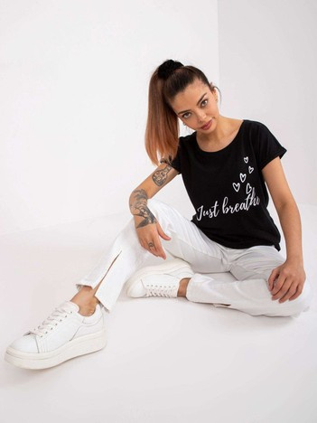 Czarny t-shirt z nadrukiem bawełniany Pola MAYFLIES