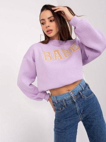 Hurt Jasnofioletowa bluza bez kaptura z bawełną 