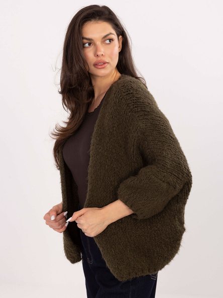 Khaki dámský cardigan bez zapínání.