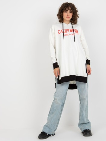 Hurt Ecru długa bluza oversize z napisem i kapturem