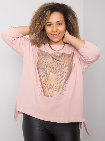 Růžová plus size blůza s aplikací Darren.