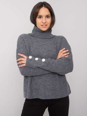 Ciemnoszary sweter golf damski Emrie RUE PARIS