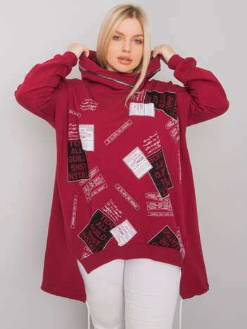 Bordeauxfarbener Kapuzenpullover in Übergröße Ives.