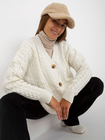 Hurt Ecru Damen Strickjacke mit Knöpfen RUE PARIS.