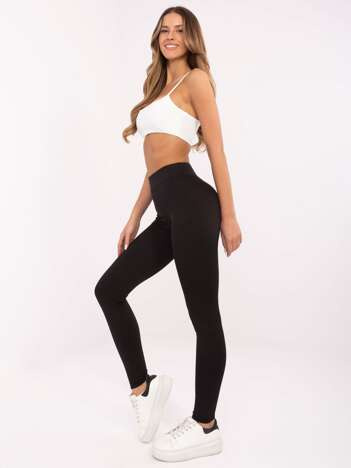 Schwarze sportliche Leggings Basic mit hohem Bund.