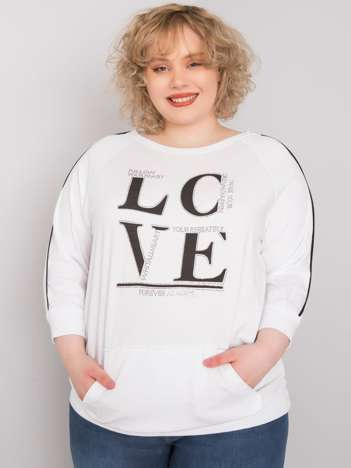 Weiße Bluse in Übergröße mit Tasche Meg.