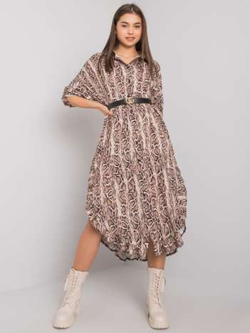 Beige gemustertes Kleid Valdosta OCH BELLA.