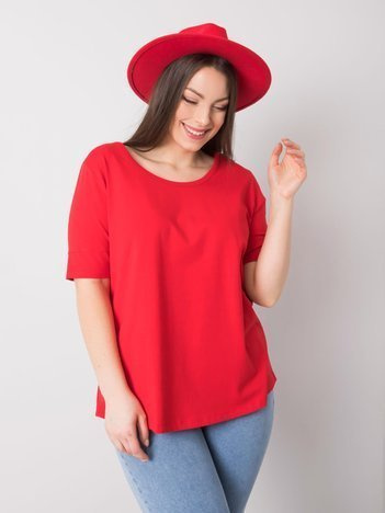 Rotes Baumwoll-T-Shirt Plus Size Missy.