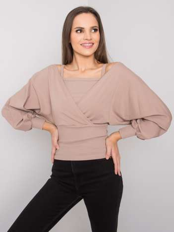 Dunkelbeige Damenbluse aus Baumwolle Chavri RUE PARIS.