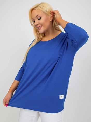Hurt Dunkelblaue Bluse Plus Size Basic aus Viskose.