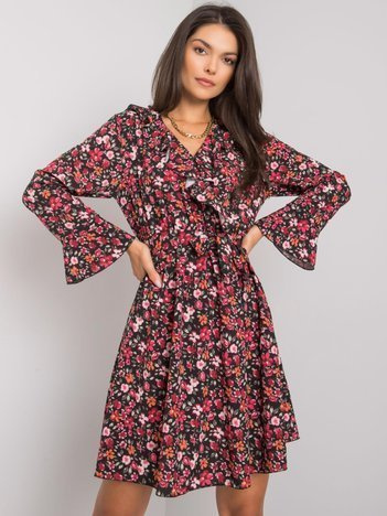 Schwarz-rote Kleid mit Blumen Gracelynn.
