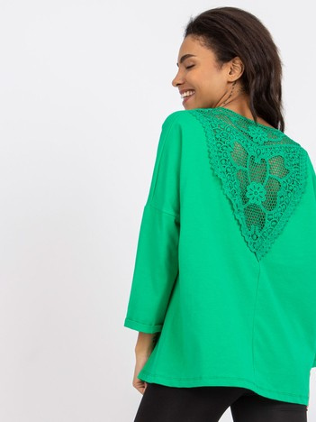 Grüne Bluse mit Spitze am Rücken Sylvie RUE PARIS.