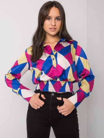 Blaue-gelbe Bluse mit Mustern Grizella.