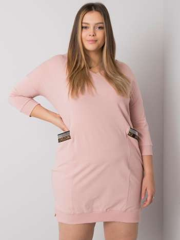 Schmutzig rosa Plus-Size-Kleid mit Taschen Susan.
