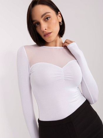 Hurt Weiße Basic-Bluse mit langen Ärmeln und rundem Ausschnitt BASIC FEEL GOOD.