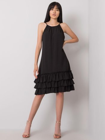 Schwarzes Kleid mit Rüsche Routh RUE PARIS.