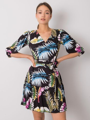 Schwarzes Kleid mit Mustern Cerise.