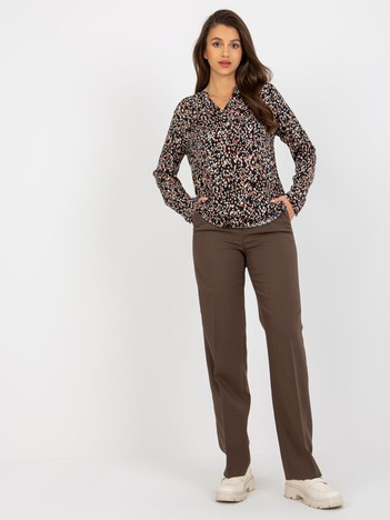 Hurt Schwarze Bluse mit Druck und V-Ausschnitt SUBLEVEL.