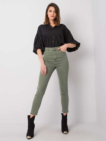 Khaki High-Waist-Jeans Idris RUE PARIS.