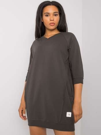 Dunkles Khaki Baumwollkleid Plus Size Karissa.