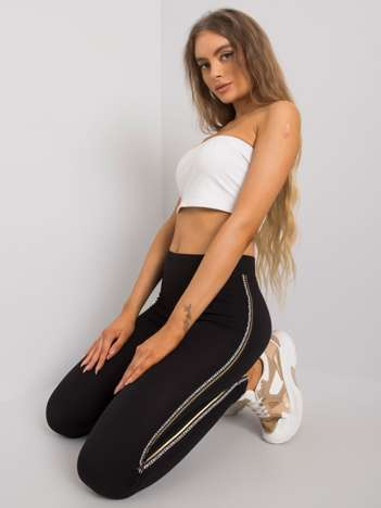Schwarz-goldene Baumwoll-Leggings Naila RUE PARIS.
