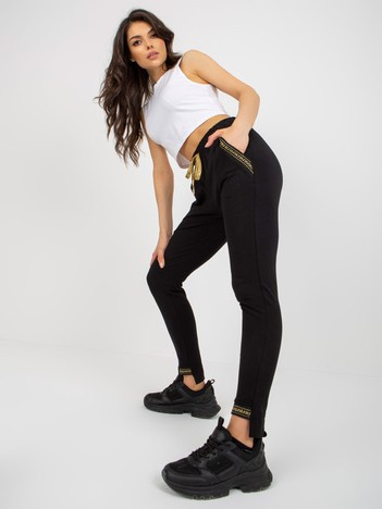 Hurt schwarze Baumwoll-Sweatpants mit Stickerei.