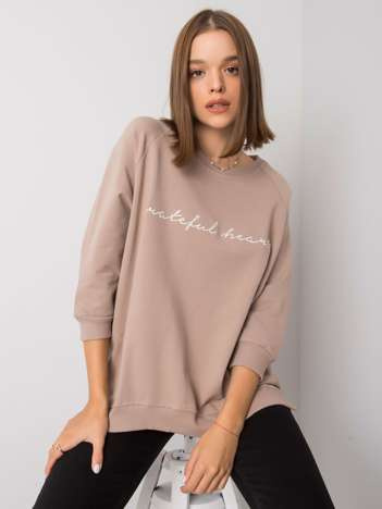 Dunkelbeige Damenpullover ohne Kapuze Karissa RUE PARIS.