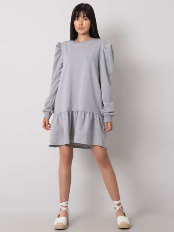 Graue Melange Sweatkleid mit Volant Neah.