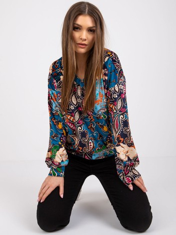 Blaue Damenbluse mit Prints Ruby.