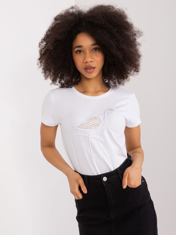 Hurt Weißes Damen-T-Shirt mit Pailletten BASIC FEEL GOOD.