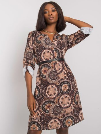 Braunes Kleid mit Mustern Kaipo.