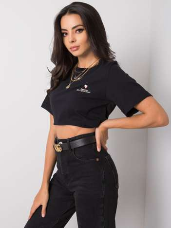 Schwarzes Baumwoll-T-Shirt Guida.