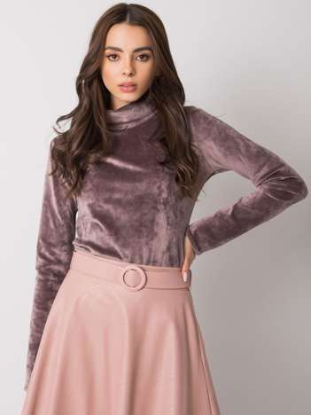 Beige Samtbluse mit Rollkragen Millau.