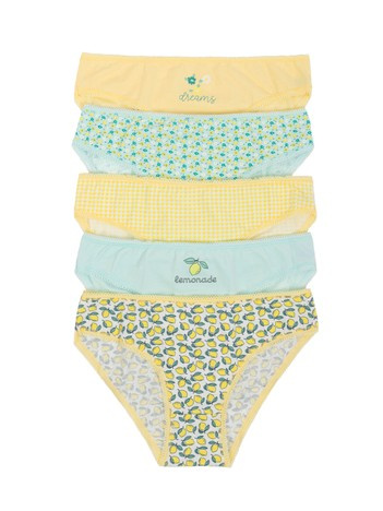 Hurt Gelb-Minz Damenunterhosen mit Druck 5er-Pack